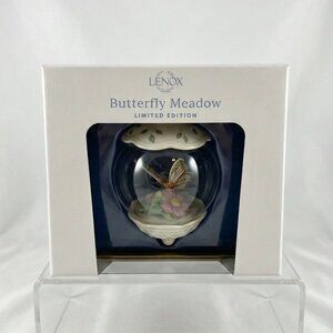 NWT Lenox Butterfly Meadow 20th Anniversary Gold Globe Ornament Limited Edition